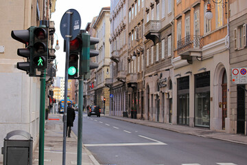 Traffic light and street in the city