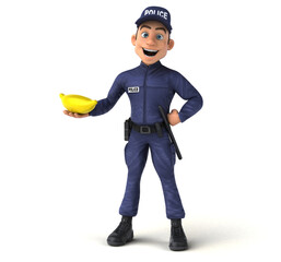 Fun 3D illustration of a cartoon Police Officer