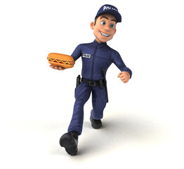Fun 3D illustration of a cartoon Police Officer