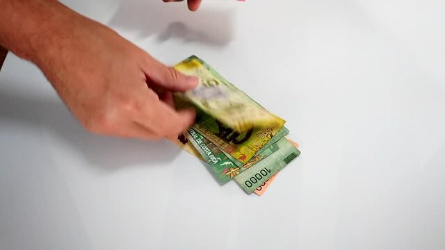 Cinematic View of a lot of money  from Costa Rica- with lots of bills