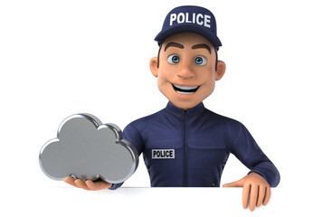 Fun 3D illustration of a cartoon Police Officer