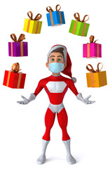 Fun super Santa Claus with a mask