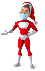 Fun super Santa Claus with a mask