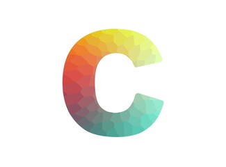 C letter font, colorful polygonal logotype design. Modern geometric low poly style. For logo, brand label, creative poster and more. İsolated vector illustration
