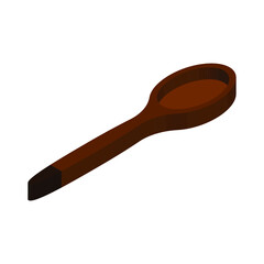 Brown spoon on white background, isometric image, sign for design, vector image