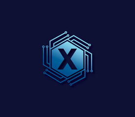 X Alphabet Technology Logo Design Concept