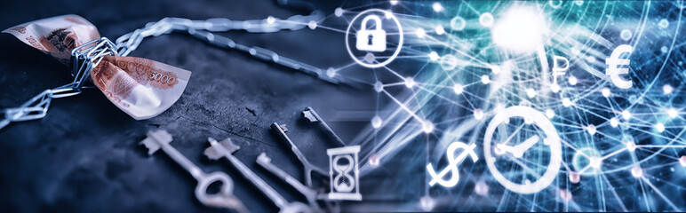 Business concept. The depreciation of the national currency. Bill with the inscription 