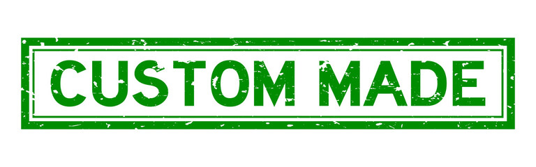 Grunge green custom made word square rubber seal stamp on white background