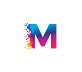 M Alphabet Painting logo Design Concept