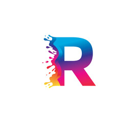 R Alphabet Painting logo Design Concept