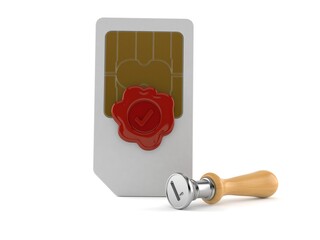 SIM card with wax seal stamp