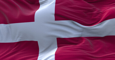 Denmark flag waving in the wind.