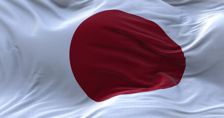 Japan flag waving in the wind.