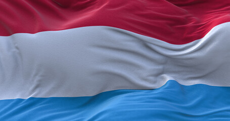 Luxembourg flag waving in the wind.