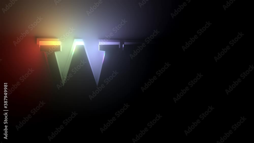 Poster web word highlighted with different light from different sides. bright colorful 3d render.