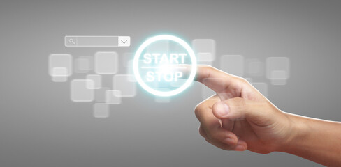 Hands touching button screen interface global connection customer networking