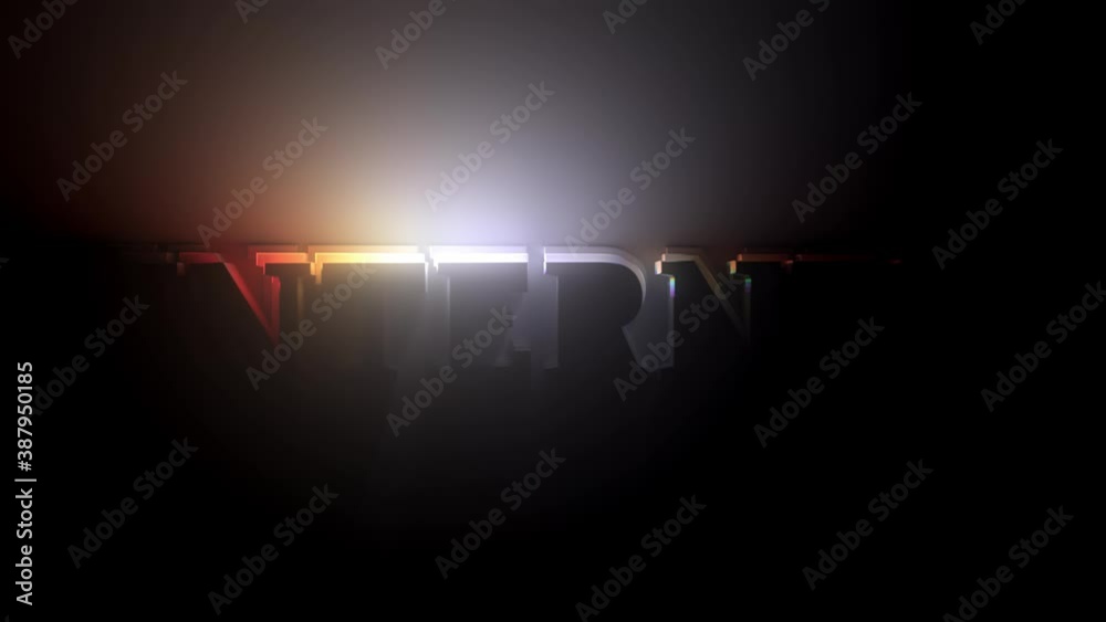 Poster internet word highlighted with different light from different sides. bright colorful 3d render.