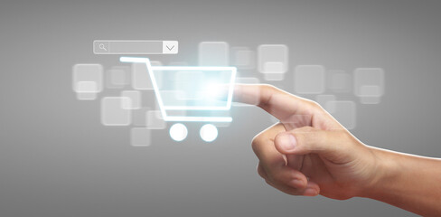 Hands touching button screen interface global connection customer networking