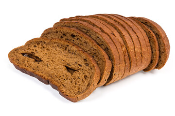 Sliced wheat and rye brown bread, closeup in selective focus