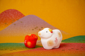 可愛い牛の置物