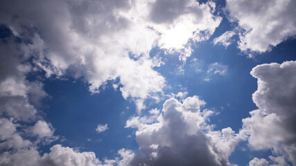Naklejka na ściany i meble Blue Sky and white cloud ,Good weather day background.