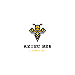 Aztec Bee Logo Vector Line Art