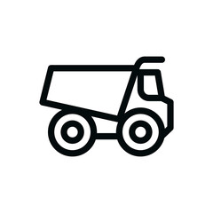 Heavy duty dumper truck isolated icon, heavy duty tipper truck outline vector icon with editable stroke