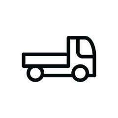 Flatbed truck isolated icon, open truck linear vector icon with editable stroke