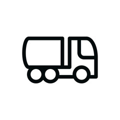 Oil tank truck isolated icon, fuel tanker truck linear vector icon with editable stroke