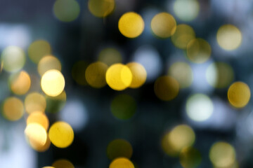 blurred image of Christmas tree with garland