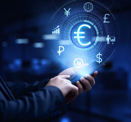 Euro sign currency exchange forex trading business concept.