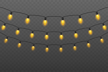 Christmas lights. Glowing lights for Xmas Holiday cards, banners, posters