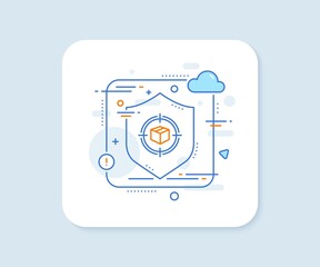 Parcel tracking line icon. Abstract vector button. Delivery monitoring sign. Shipping box in target symbol. Parcel tracking line icon. Protect shield concept. Vector
