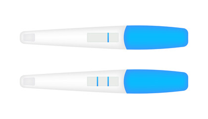 Pregnancy test sticks with results. Art design pregnant, childbirth template. Vector illustration
