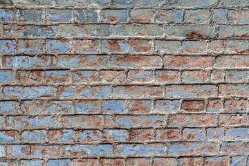 Old, weathered brickwork with crumbling plaster. Background. Vintage.
