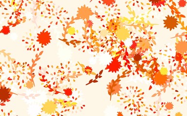 Light Orange vector doodle pattern with flowers
