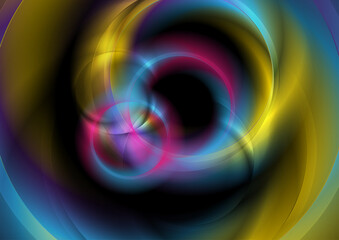Smooth blurred colorful circles. Abstract tech futuristic elegant background. Vector neon rings design