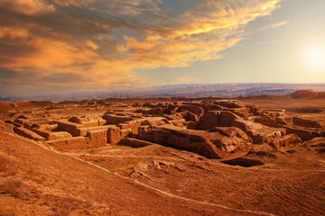 Ancient Parthian capital Nisa, located near Ashgabat in Turkmenistan. Beautiful panoramic view at...