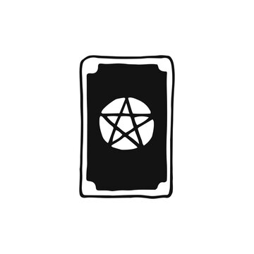 Tarot cards icon. Fortune telling, divination, cartomancy. Magic, superstition. Occult, witchcraft magical tool. Isolated hand draw vector illustration