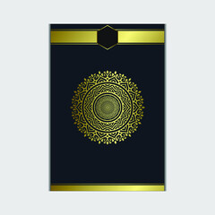 Luxury gold mandala ornate background for wedding invitation, book cover with mandala element style premium vector