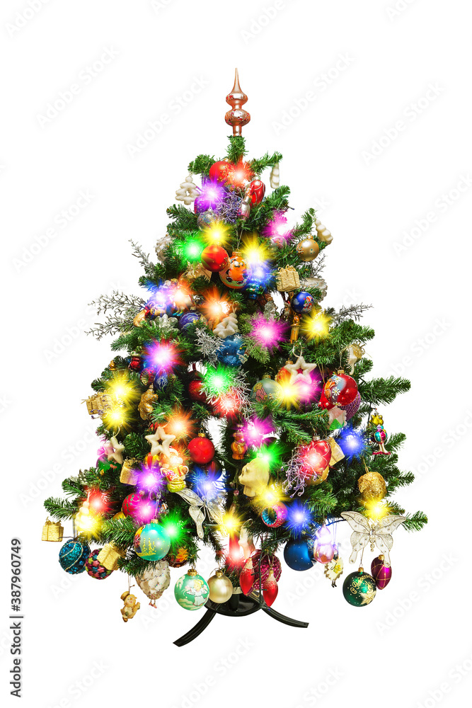 Wall mural decorated christmas tree