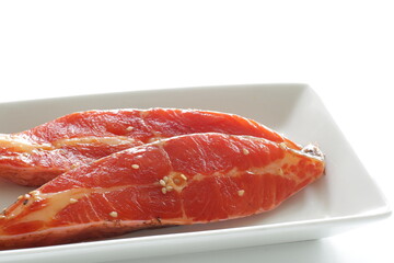 prepared Japanese marinated flat fish on dish