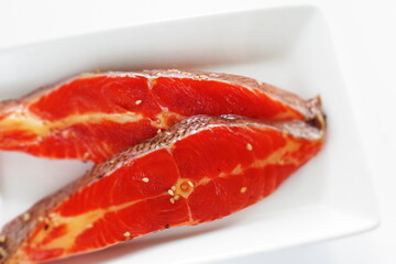 Japanese cooking, marinated sesame and flat fish fillet
