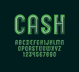 Trendy green font, modern bold alphabet, letters and numbers, vector illustration 10eps