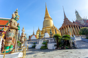 Wat Phra Kaew and Grand Palace in sunny day, Bangkok, Thailand