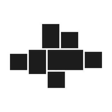 Vector mood board of seven frames. Black photo collage templates.