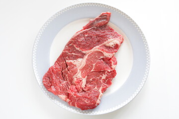 freshness beef steak on dish with copy space