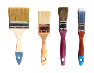 Set of hammers finishing brushes isolated on white background