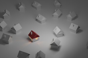 Fototapeta na wymiar Real estate concept, house selection concept, 3D rendering