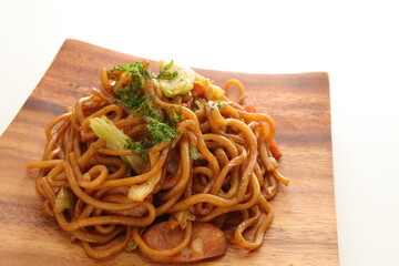 Japanese style sausage and vegetable fried noodles